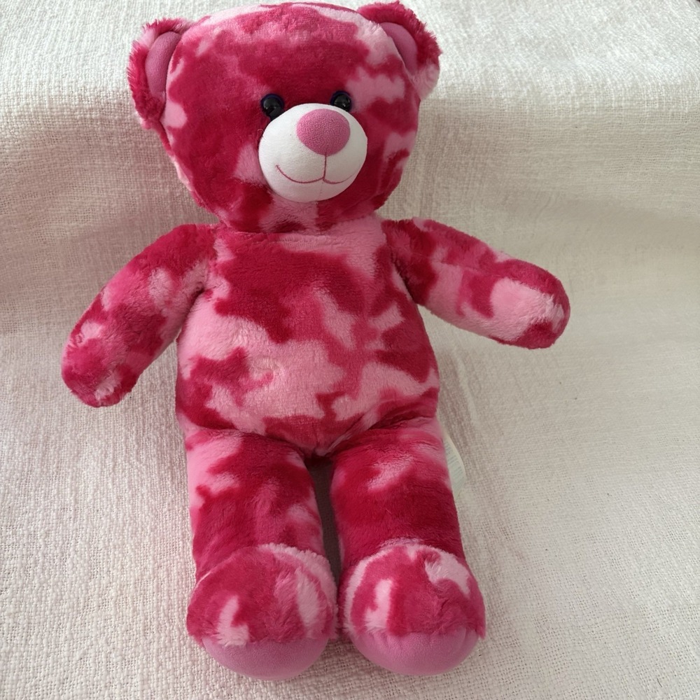 Build A Bear Hugable Pink Rose Bear 16” 2014 Pink Camouflage Stuffed Animal